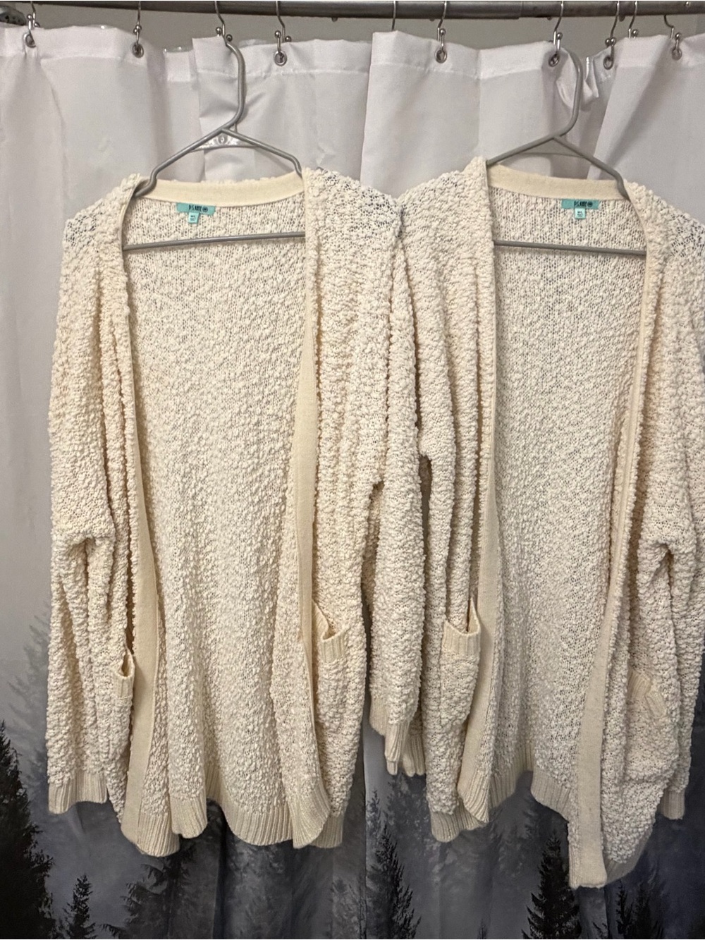 Set of Two Women’s White Popcorn Cardigans. Size M/L.